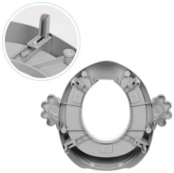 Scaun de toaletă cu urechi și pernă moale gri