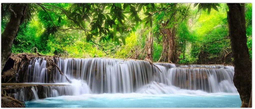 Tablou - Cascadă, albastru (120x50 cm)