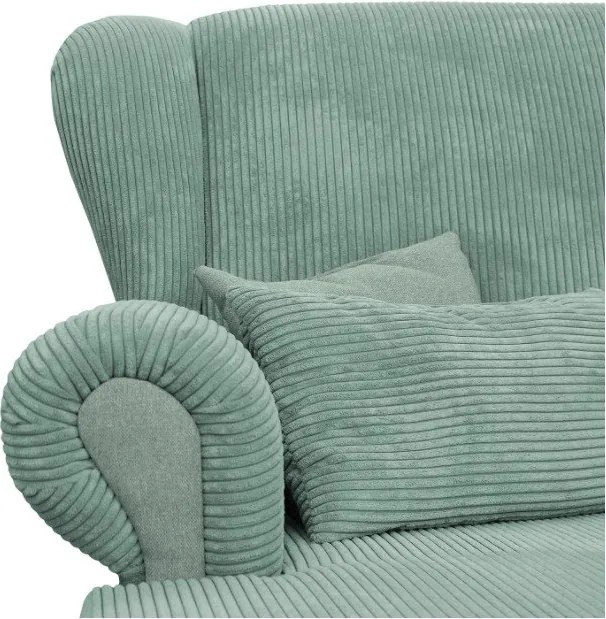 Șezlong verde mentă cu tapițerie din catifea reiată Lord – Ropez