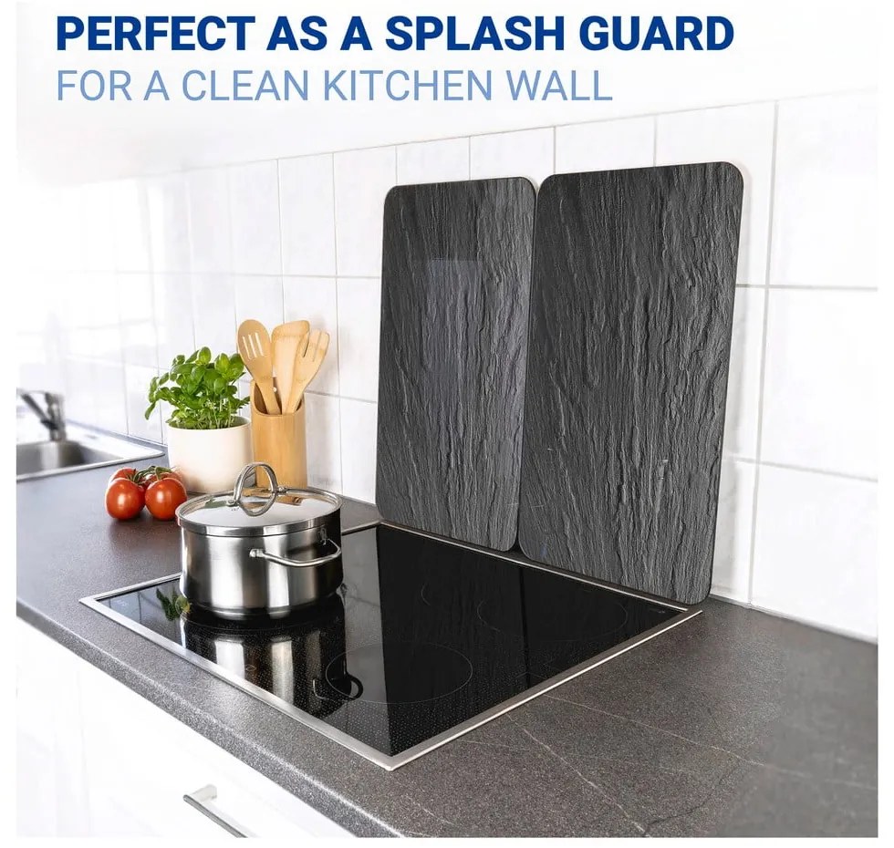 Set 2 protecții din sticlă pentru aragaz Wenko Slates, 52 x 30 cm