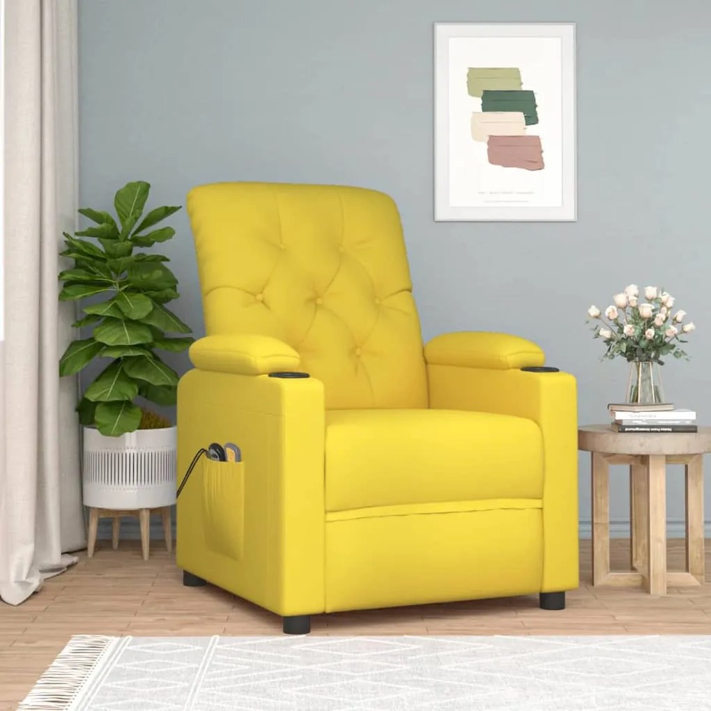 3098862 vidaXL Fotoliu de masaj electric, galben închis, material textil