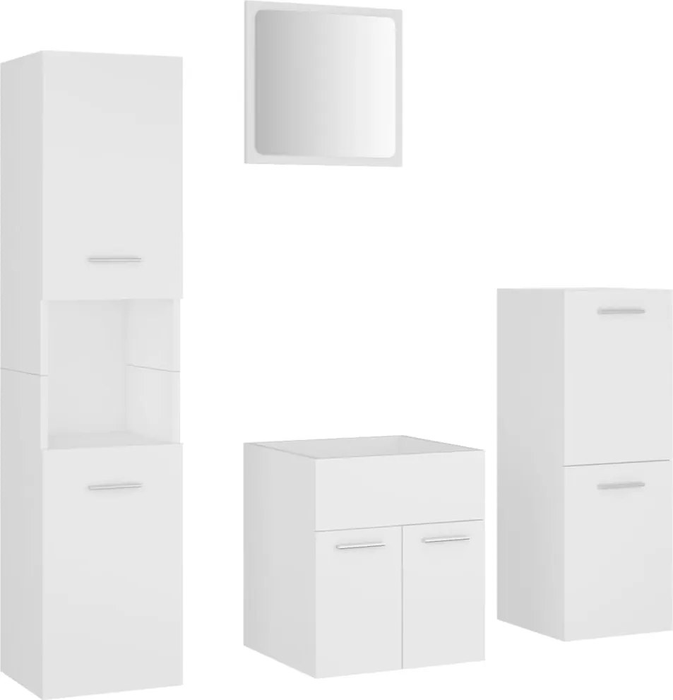 vidaXL Set mobilier de baie, alb, lemn prelucrat