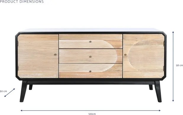 Comoda TV natur si neagra , din lemn „Rustic Charm”