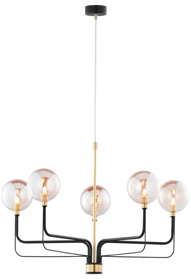 Jupiter 1886 - Lustra pe cablu ERIS 5xG9/14W/230V auriu/negru/bej fumuriu