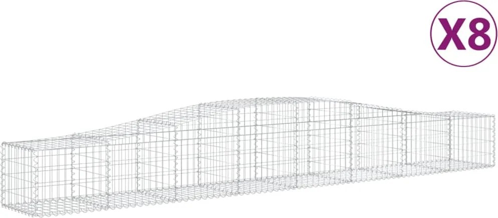 vidaXL Coșuri gabion arcuite 8 buc, 400x50x40/60 cm, fier galvanizat