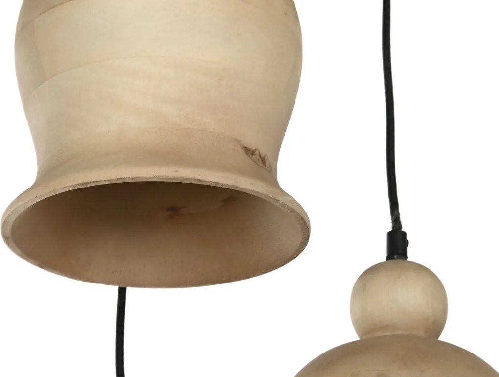 Set 3 lustre suspendate din lemn de mango, negru și natur, 110 x 38 cm, „Creil”