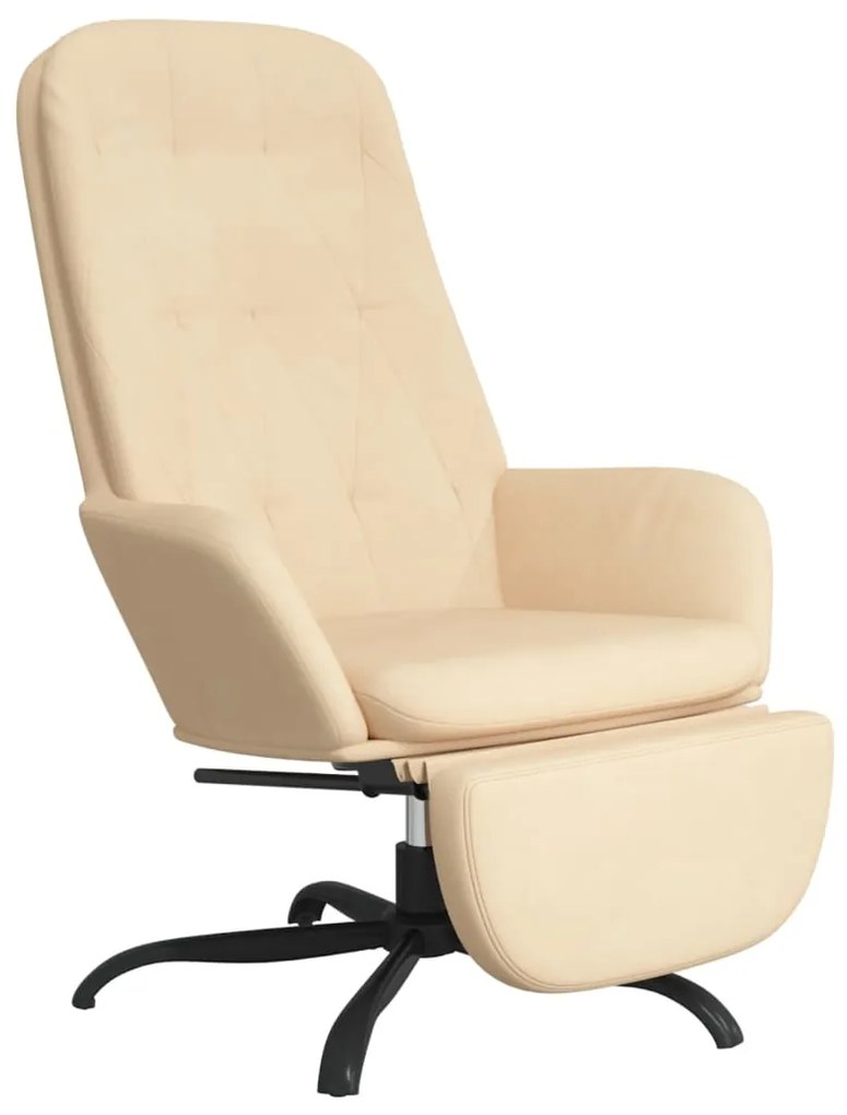 3097650 vidaXL Scaun de relaxare cu taburet, alb crem, catifea