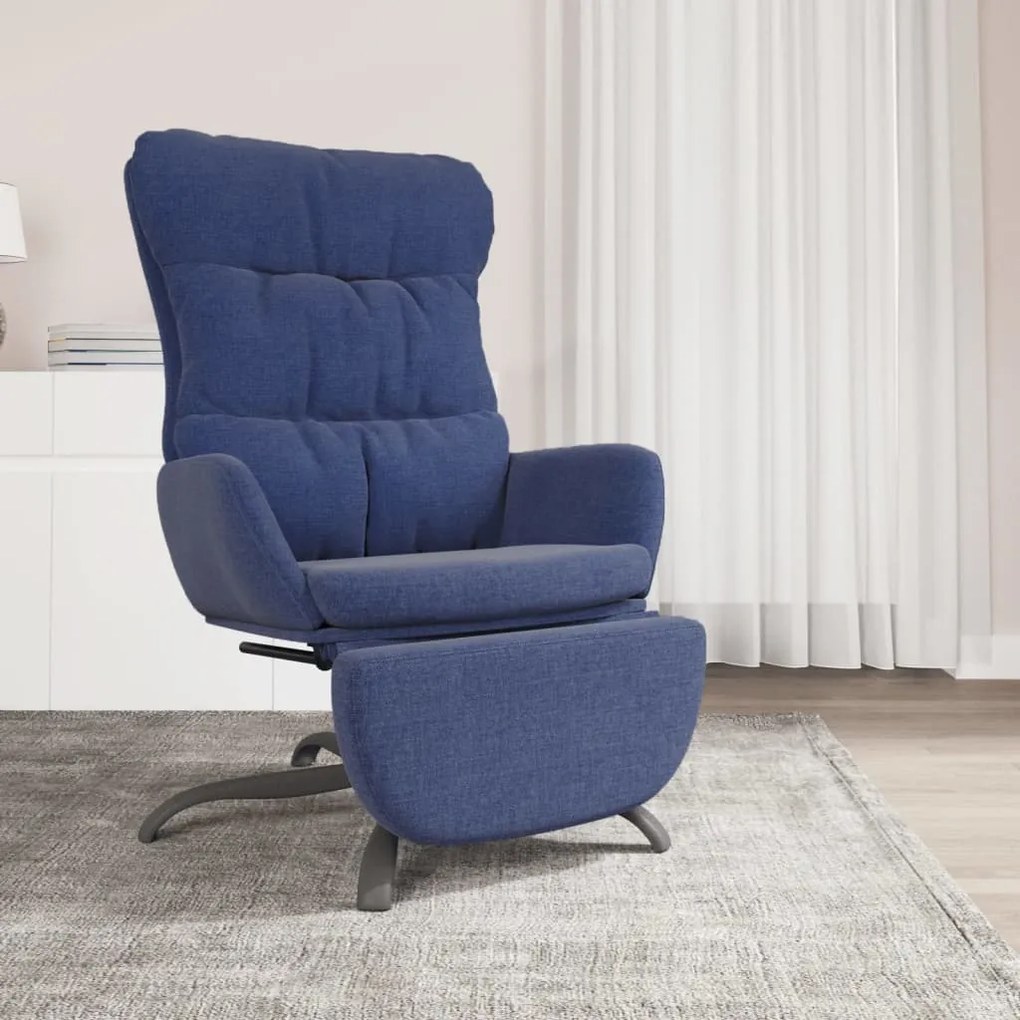3097598 vidaXL Scaun de relaxare cu taburet, albastru, catifea