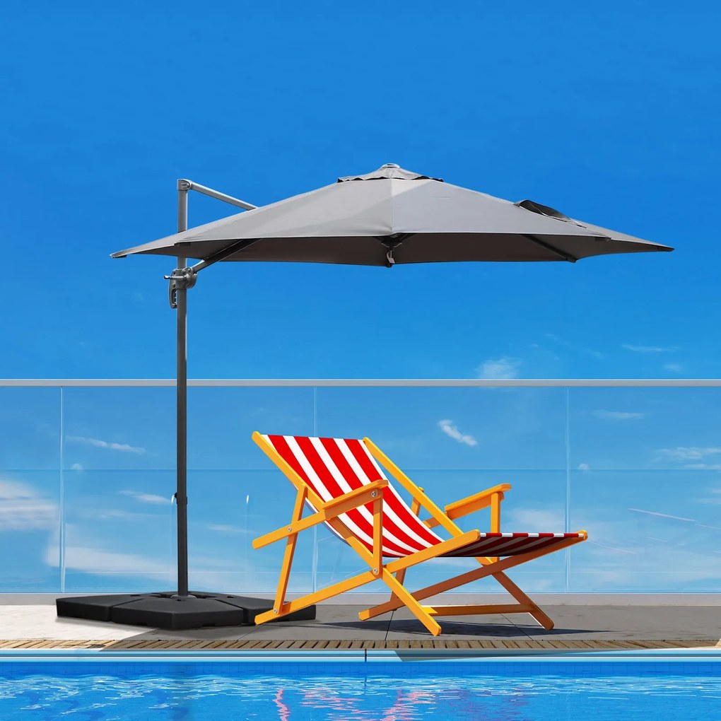 Outsunny Set 4 Baza Incrucisata pentru Umbrela de Gradina de Umplut cu Apa si Nisip,Negru, 51x51x12cm