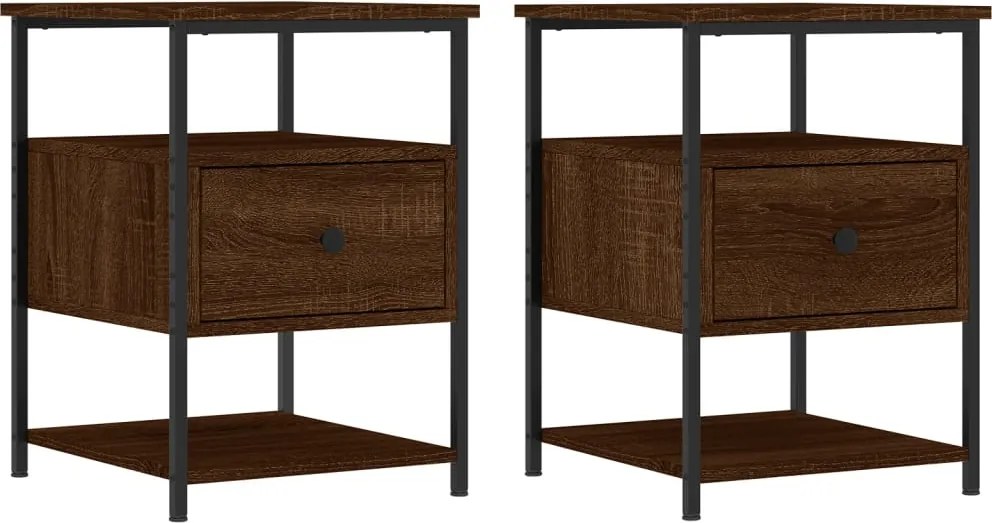 vidaXL Noptiere, 2 buc., stejar maro, 40x42x56 cm, lemn compozit