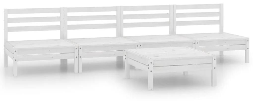 3082488 vidaXL Set mobilier de grădină, 5 piese, alb, lemn masiv de pin