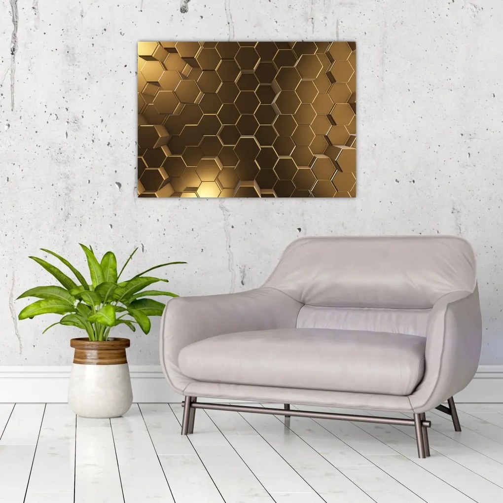 Tablou - Hexagoane verzi (70x50 cm)