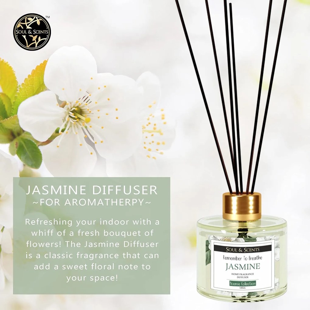 Odorizant camera cu betisoare JASMINE, SS India, 120 ml