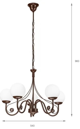 Lustră pe lanț Brilagi COTTAGE 5xG9/40W/230V maro/alb