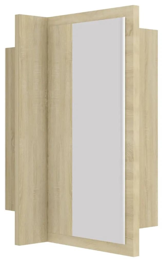 Dulap de baie cu oglinda si LED, stejar Sonoma, 40x12x45 cm Stejar sonoma