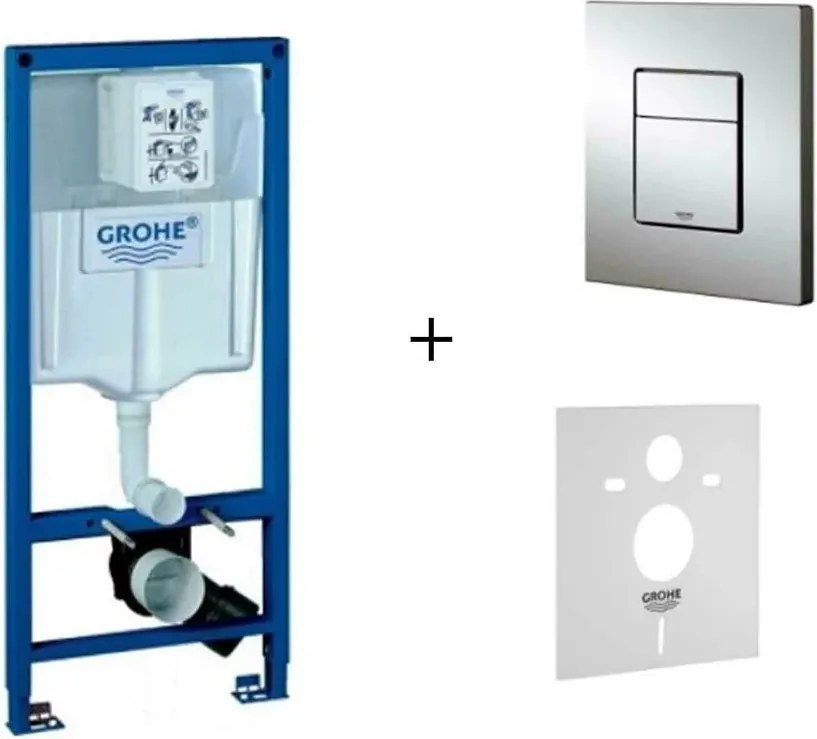 Set rezervor incastrat 4 in 1 Grohe Rapid SL cadru si clapeta Skate Cosmopolitan cu izolare fonica