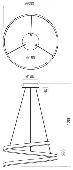 Redo 01-4015 - Lustră LED dimabilă suspendată pe cablu SCROLL LED/38W/230V neagră