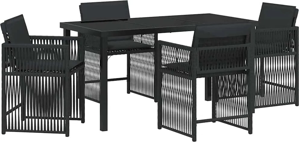 vidaXL Set de masă pentru grădină 5 pcs Negru poliratan