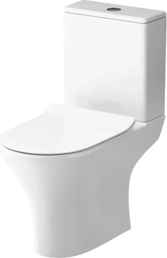Set vas WC pe pardoseala AM.PM Flash FlashClean cu capac softclose alb lucios si rezervor aparent