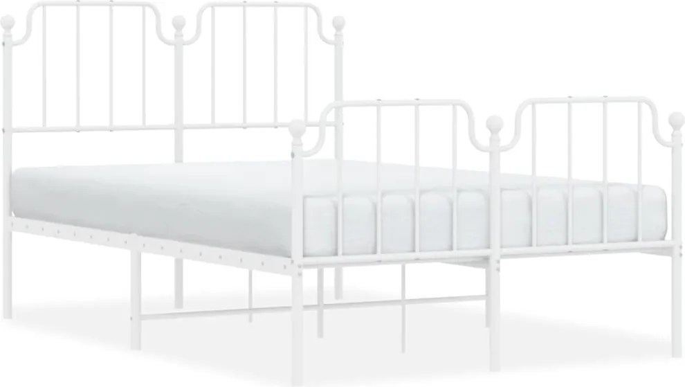 vidaXL Cadru pat metalic cu tăblie de cap/picioare , alb, 120x200 cm