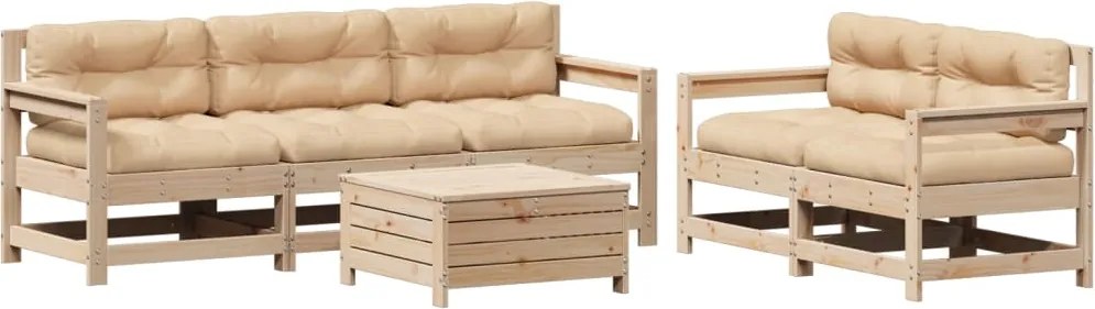 vidaXL Set mobilier de grădină cu perne, 6 piese, lemn masiv de pin