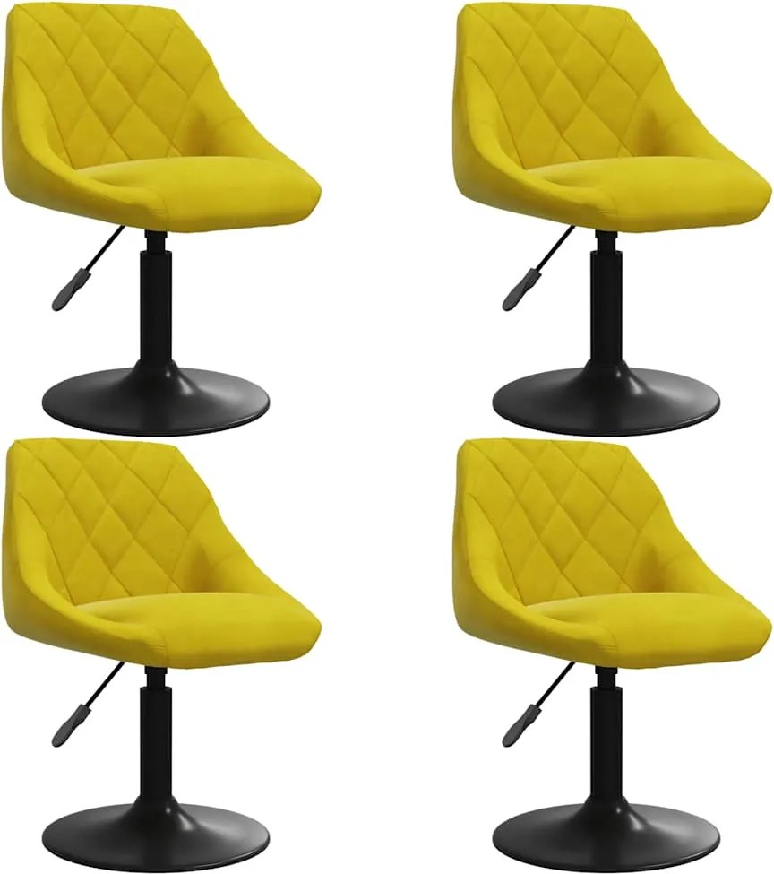 vidaXL Scaune de bucătărie pivotante 4 buc. catifea galben muștar