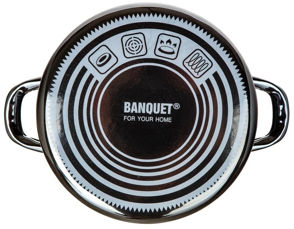 Banquet Oală emailată METALLIC Black 24 cm, 3,7 l,cu capac, 24 cm