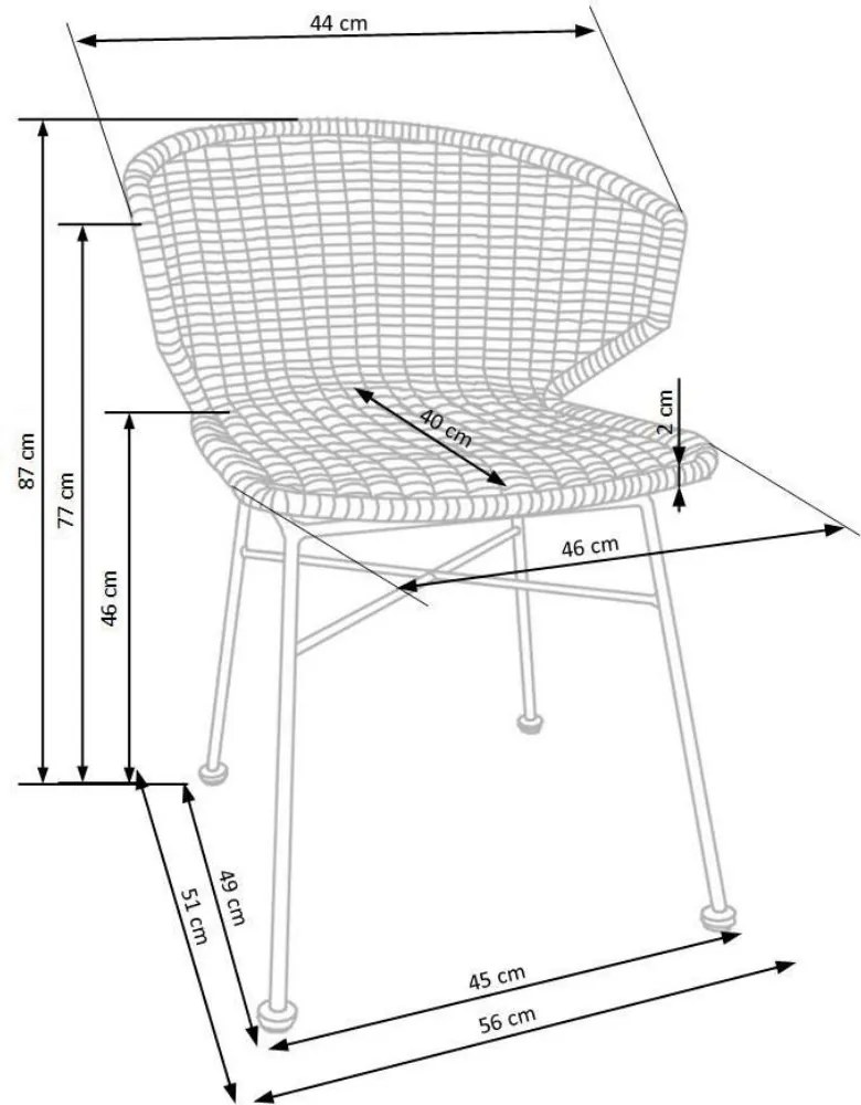 Scaun de bucaterie Besant, ratan / negru