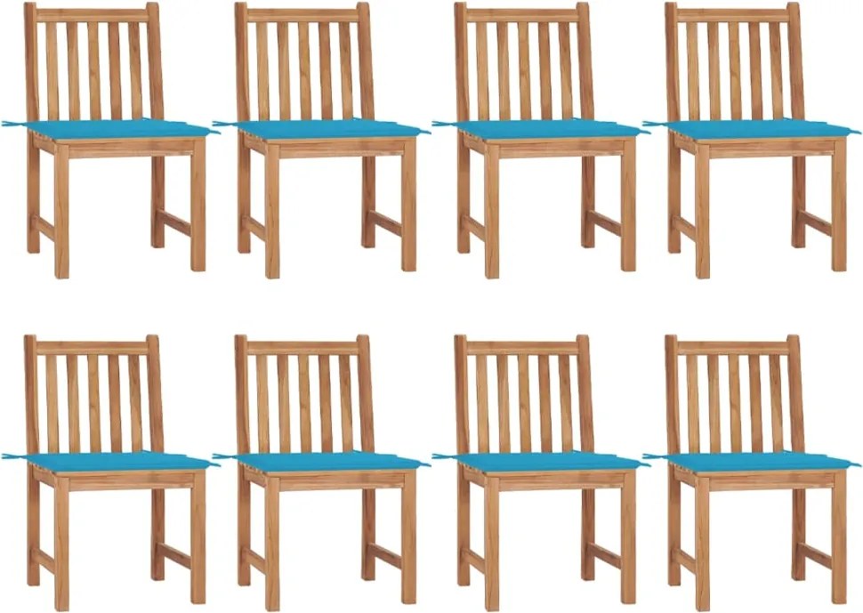 vidaXL Scaune de grădină cu perne, 8 buc., lemn masiv de tec