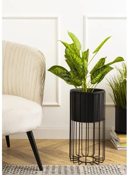 Ghiveci metalic de flori LOFT 42x20 cm negru