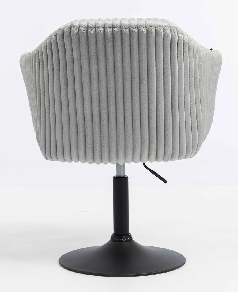 HR832N Scaun Gri Teddy Cord cu Bază Neagră