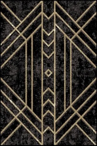 Covor din lana si poliamida Gate Negru / Auriu, Axminster