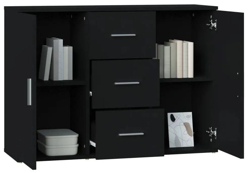 Servanta, negru, 91x29,5x65 cm, lemn prelucrat