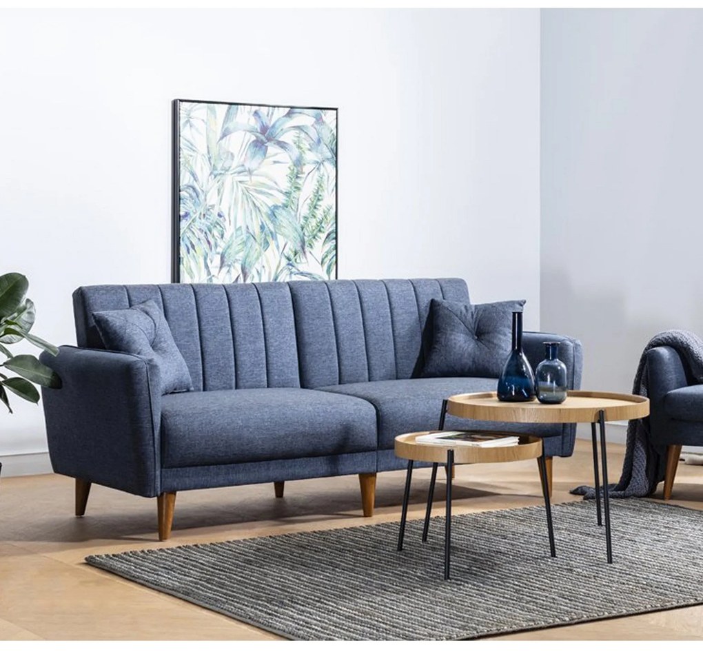 Canapea extensibilă cu 3 locuri Aqua-Dark Blue Albastru inchis