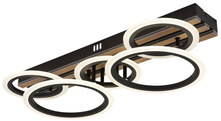 Plafoniera LED CCT BLEVINS riflaj MDF cu efect de lemn