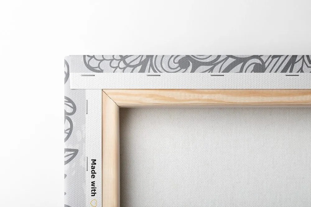Tablou ornament etnic unic în design alb-negru
