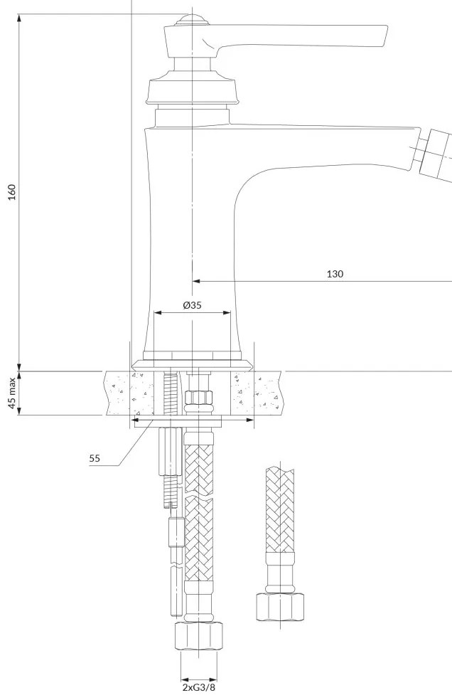 Omnires Armance baterie bideu stativ crom AM5220CR