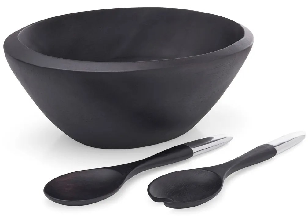 Bol de salată Noir cu linguri de servit - Nambé