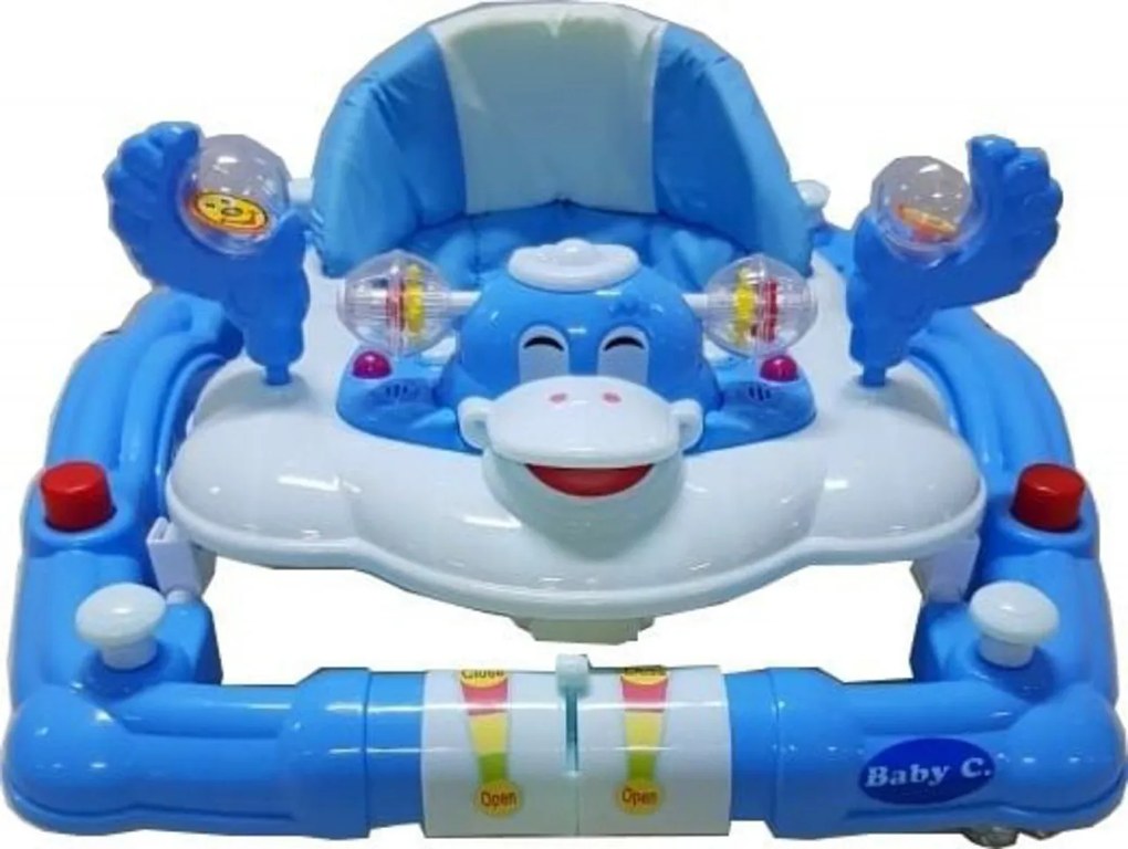 Premergator cu sistem de balansare Baby Care™ ,roti din silicon, cu melodii, Ratusca, Pliabil, Albastru