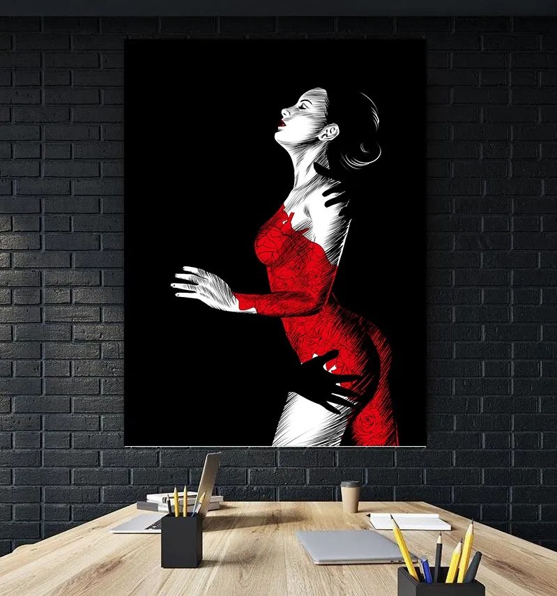 Tablou canvas Girl in Red 120x80 cm