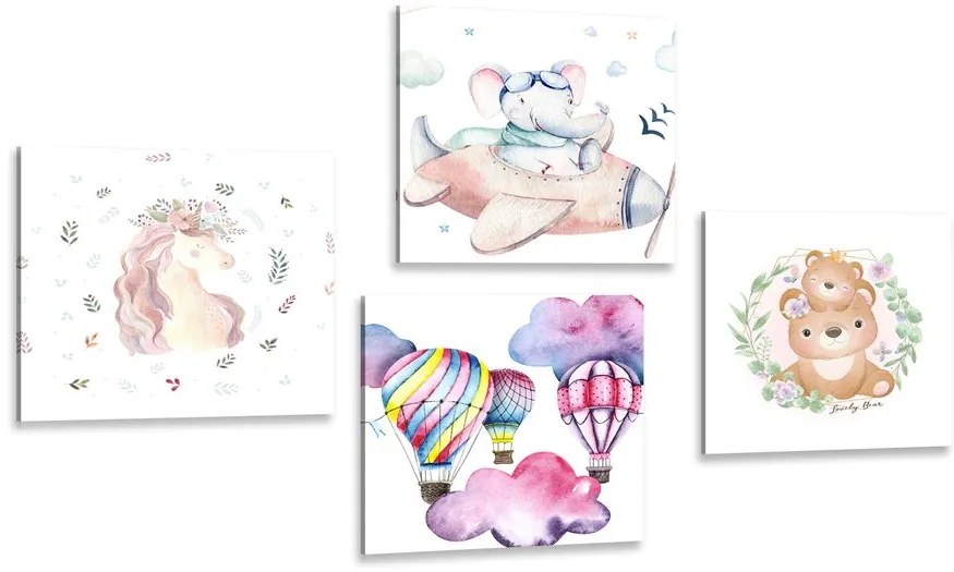 Set tablouri pentru copii în culori delicate