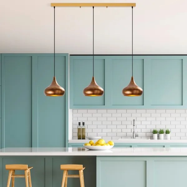 Lustră suspendată pe cablu MUBA 3xE27/40W/230V, finisaj cupru