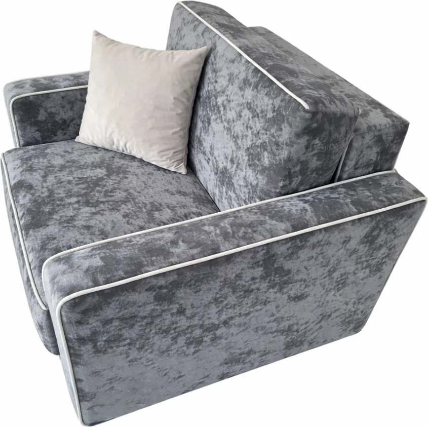 Fotoliu SAMY NEXT extensibil, cu lada de depozitare, stofa gri inchis cu gri deschis , cadru metalic, 103x100x92 Catifea plusata, Gri