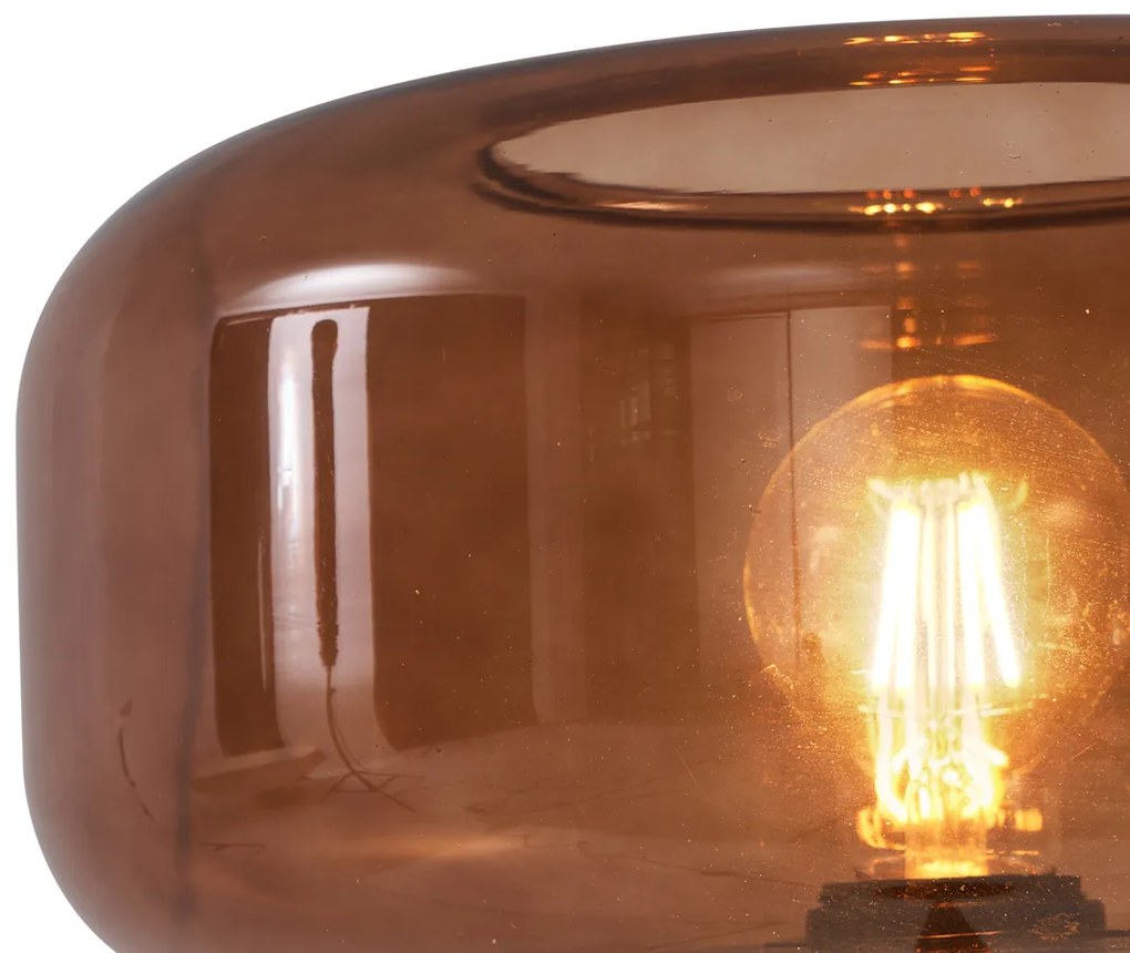 Lampă de podea retro neagră cu sticlă bronz - Bizle