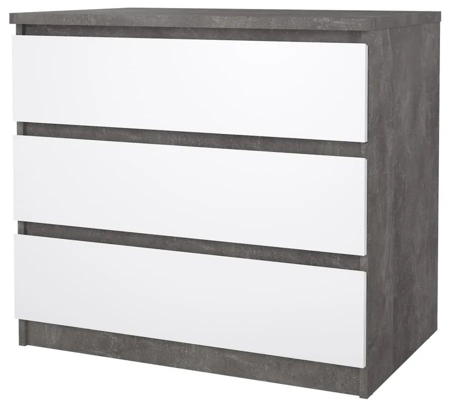 Comodă Simplicity 77 x 50 x 70 cm, gri / alb lucios