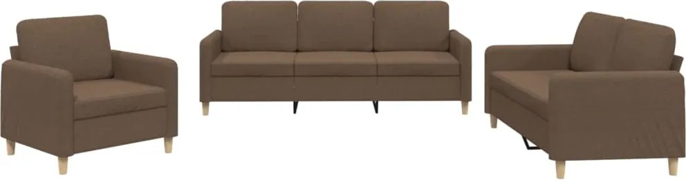 vidaXL Set de canapele cu perne, 3 piese, maro, textil