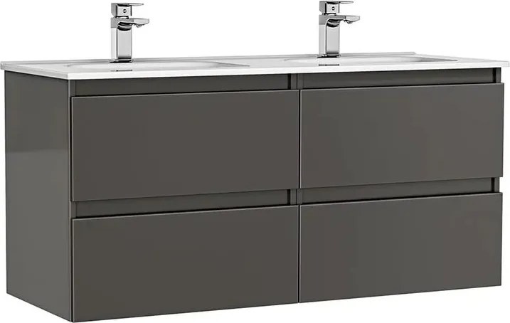 Set dulap baza suspendat Gala Daily antracit 4 sertare cu lavoar 120 cm