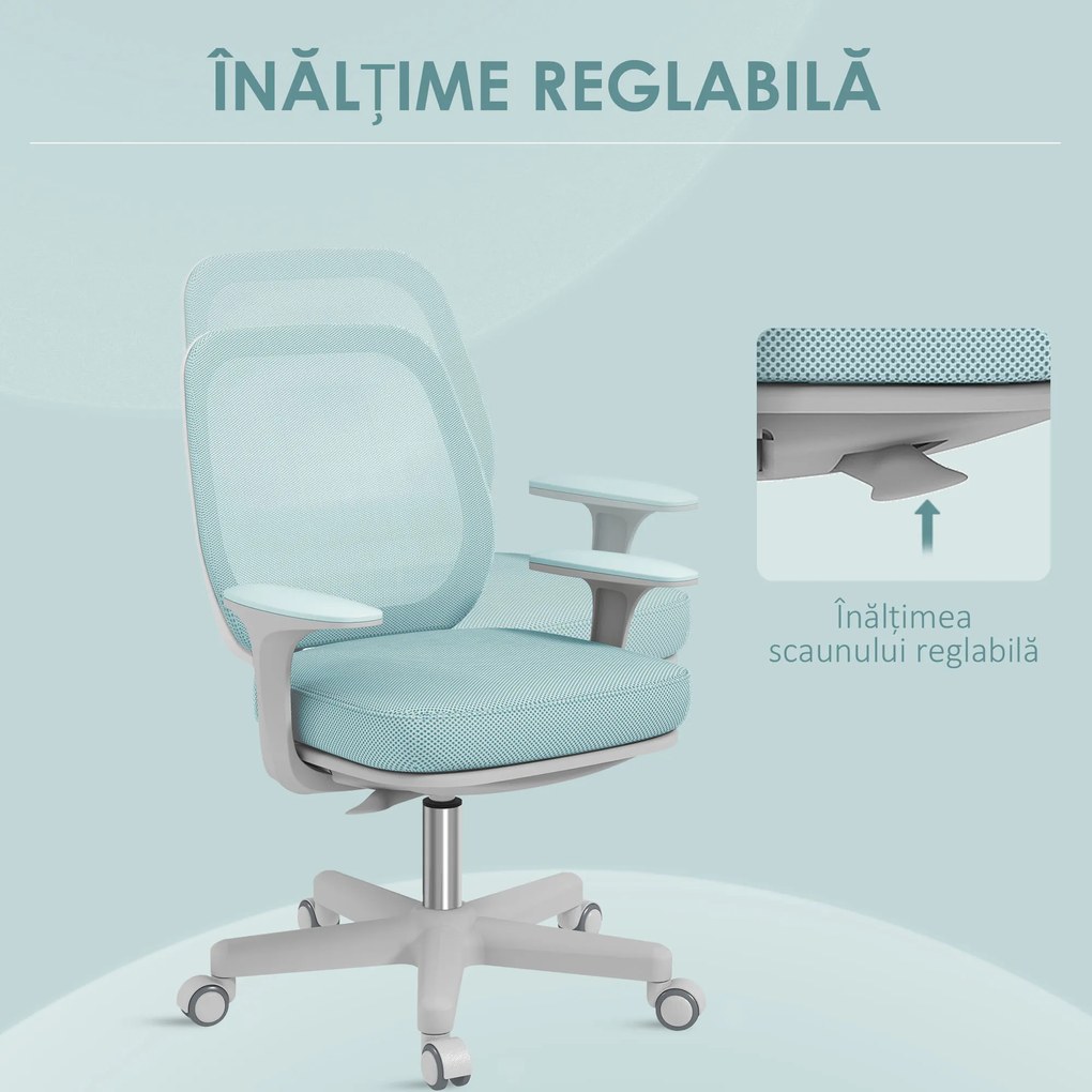 Vinsetto Scaun de Birou Ergonomic, Reglabil pe Înălțime și Respirabil, Verde | Aosom Romania
