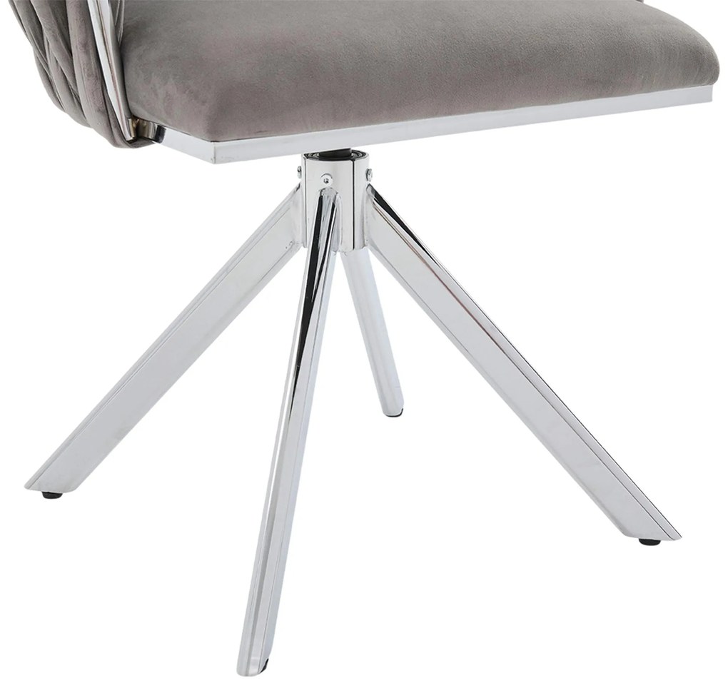 Set de 2 scaune pivotante din catifea, Gri | Aosom Romania