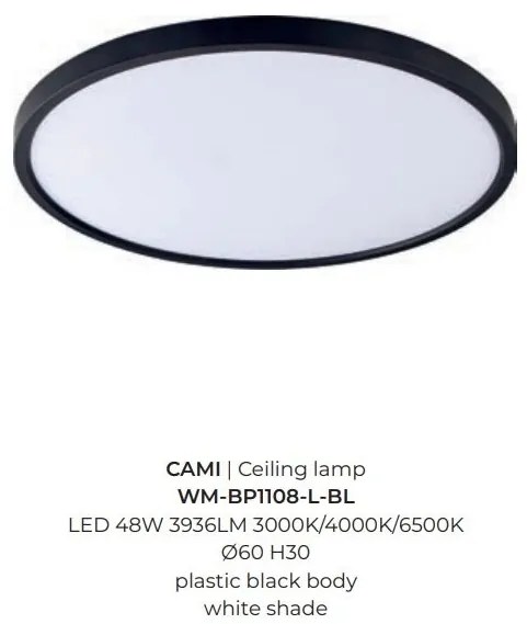 Plafoniera LED moderna design slim CAMI 60cm, negru